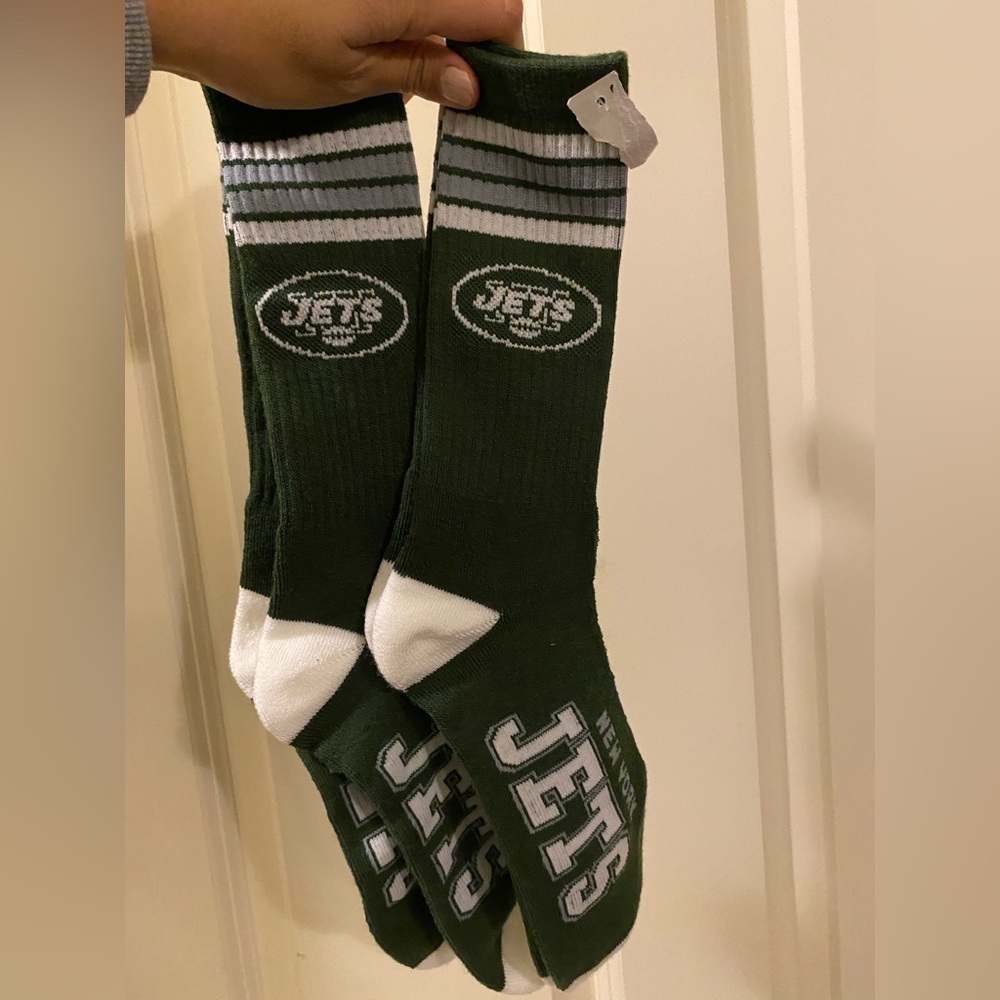 New without tags Jets Green and White Socks
